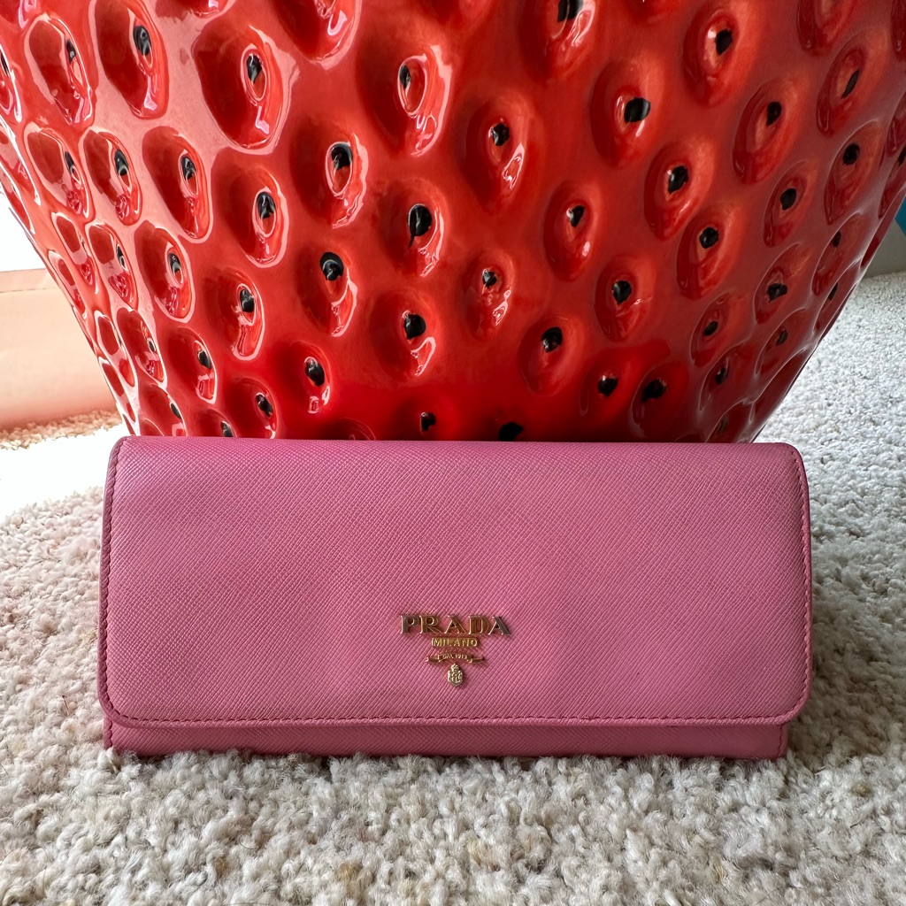 Prada Pink Saffiano Leather Continental Wallet